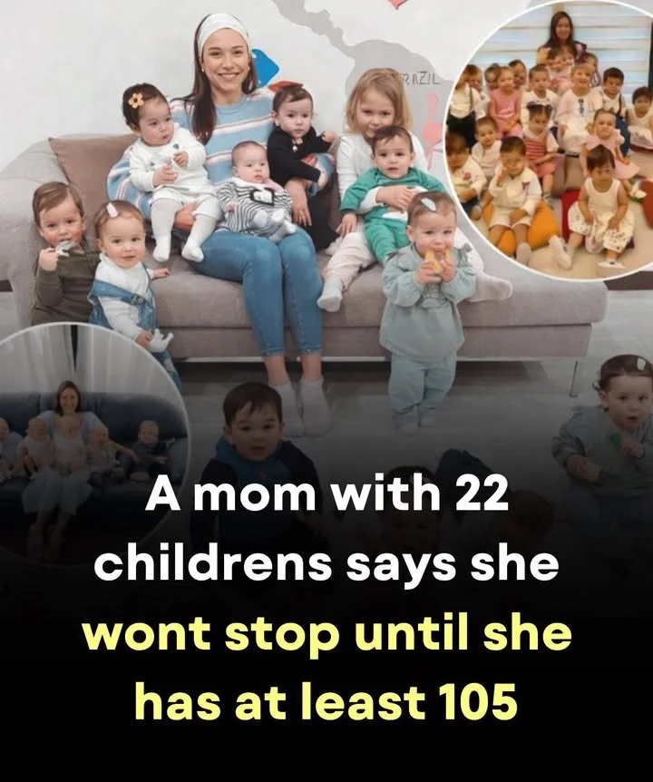 Mother with 22 children aims to have 105 kids, sharing her family journey.
