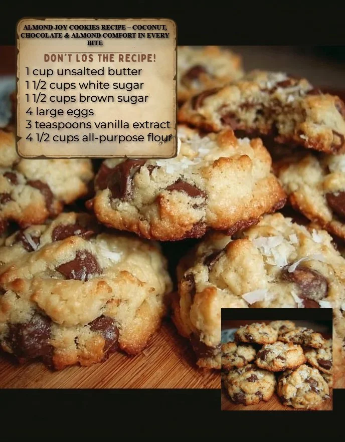 Delicious Almond Joy Cookies with chocolate, coconut, and almonds
