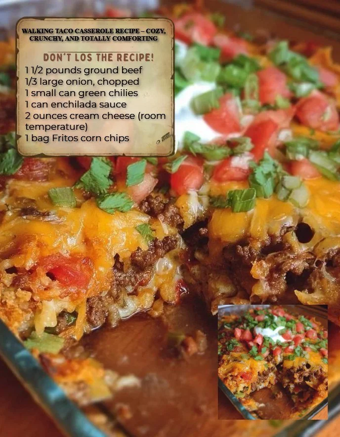 Delicious Walking Taco Casserole served in a dish with toppings