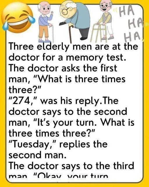Laughing at the joke: What's three times three?